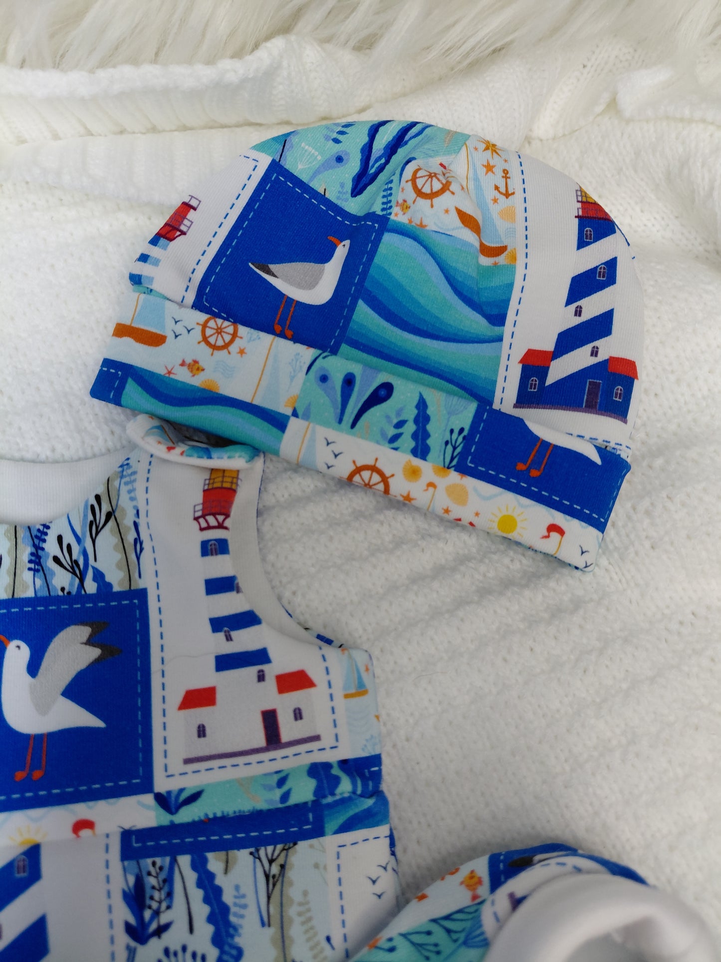 16-17 inch Nautical Hareem Romper & hat