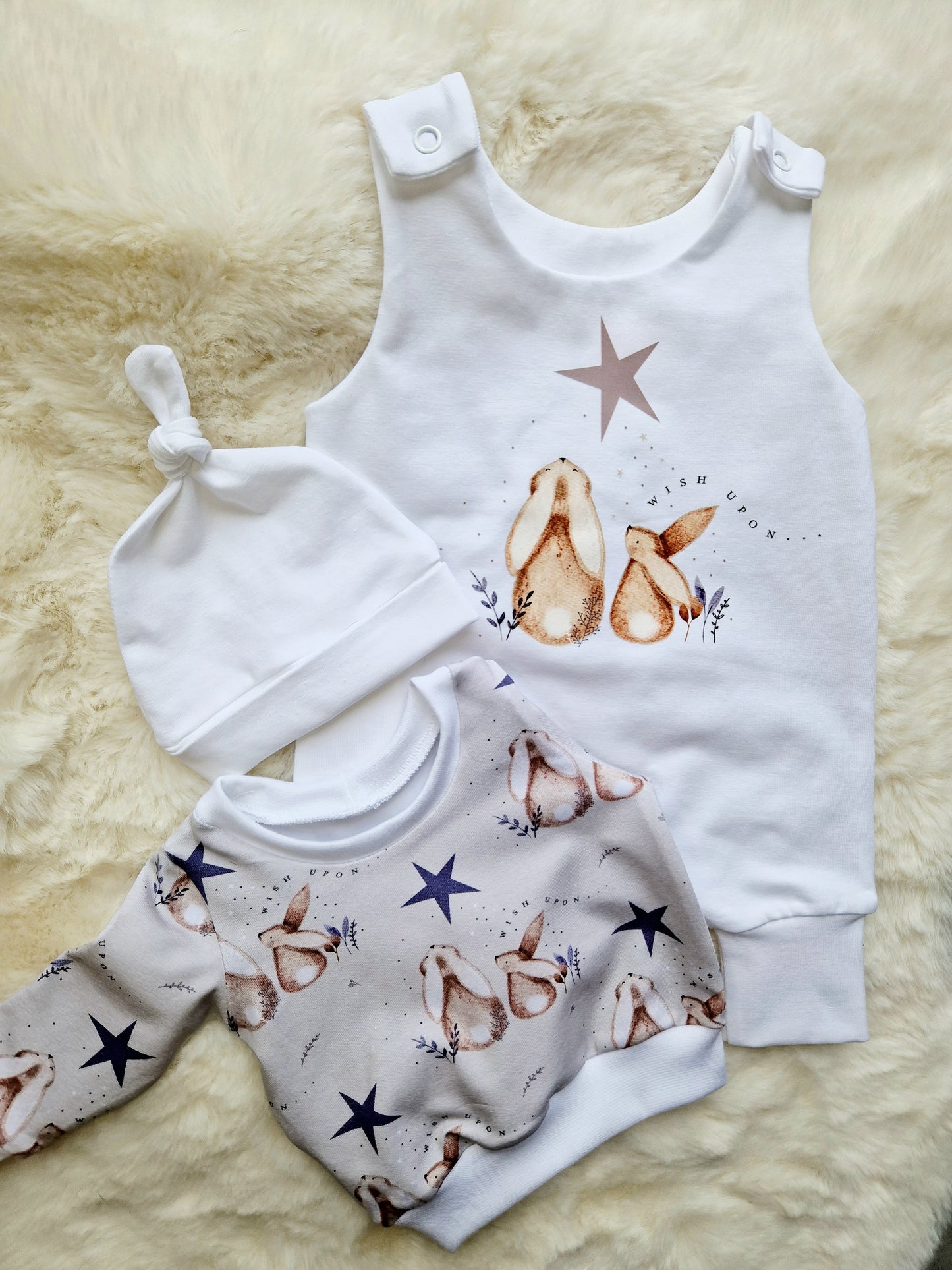 18-19 inch Preemie Hareem Romper, sweater and knotted hat