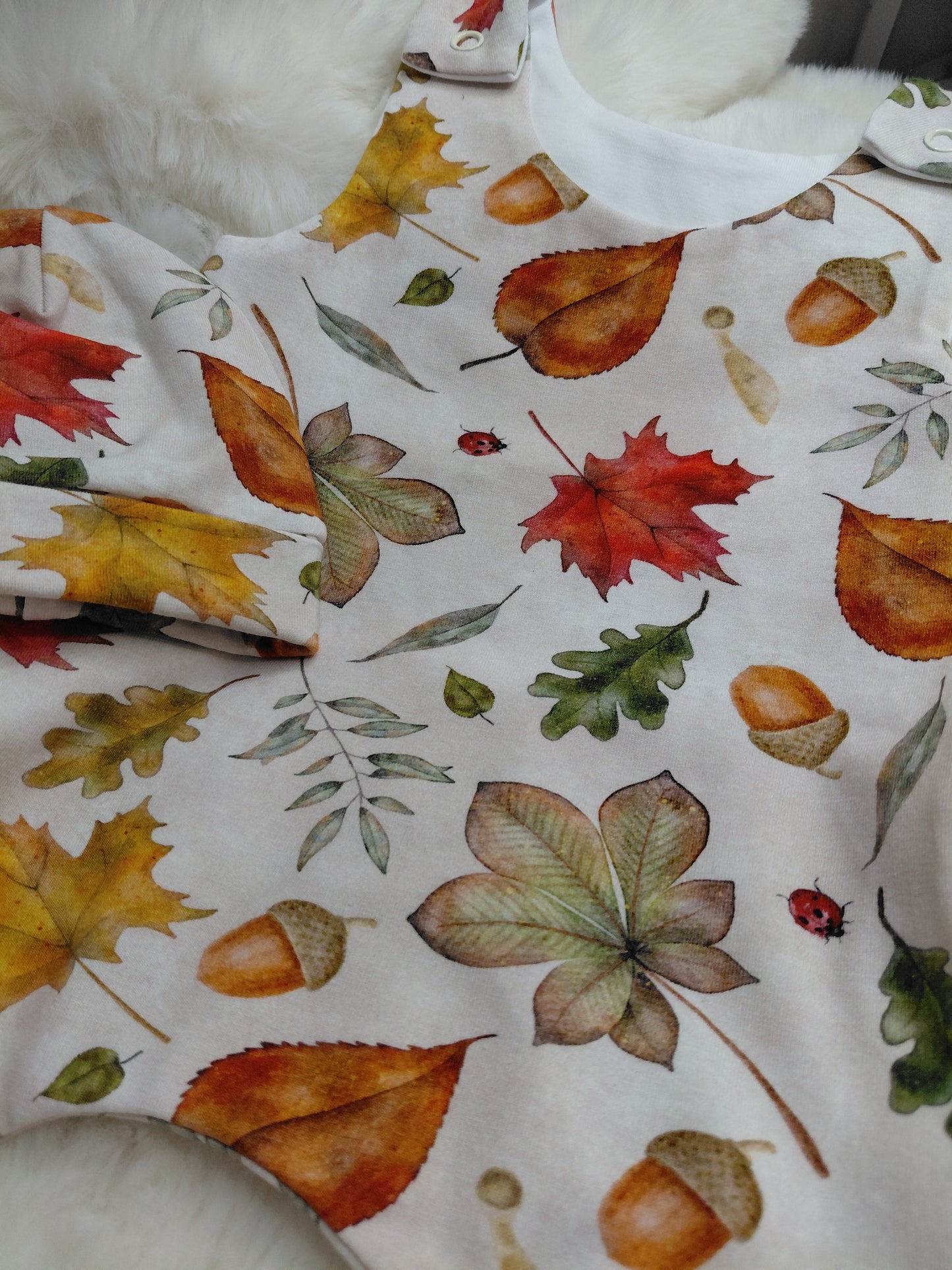 18-19inch Autumn Leaves Preemie Hareem Romper and hat