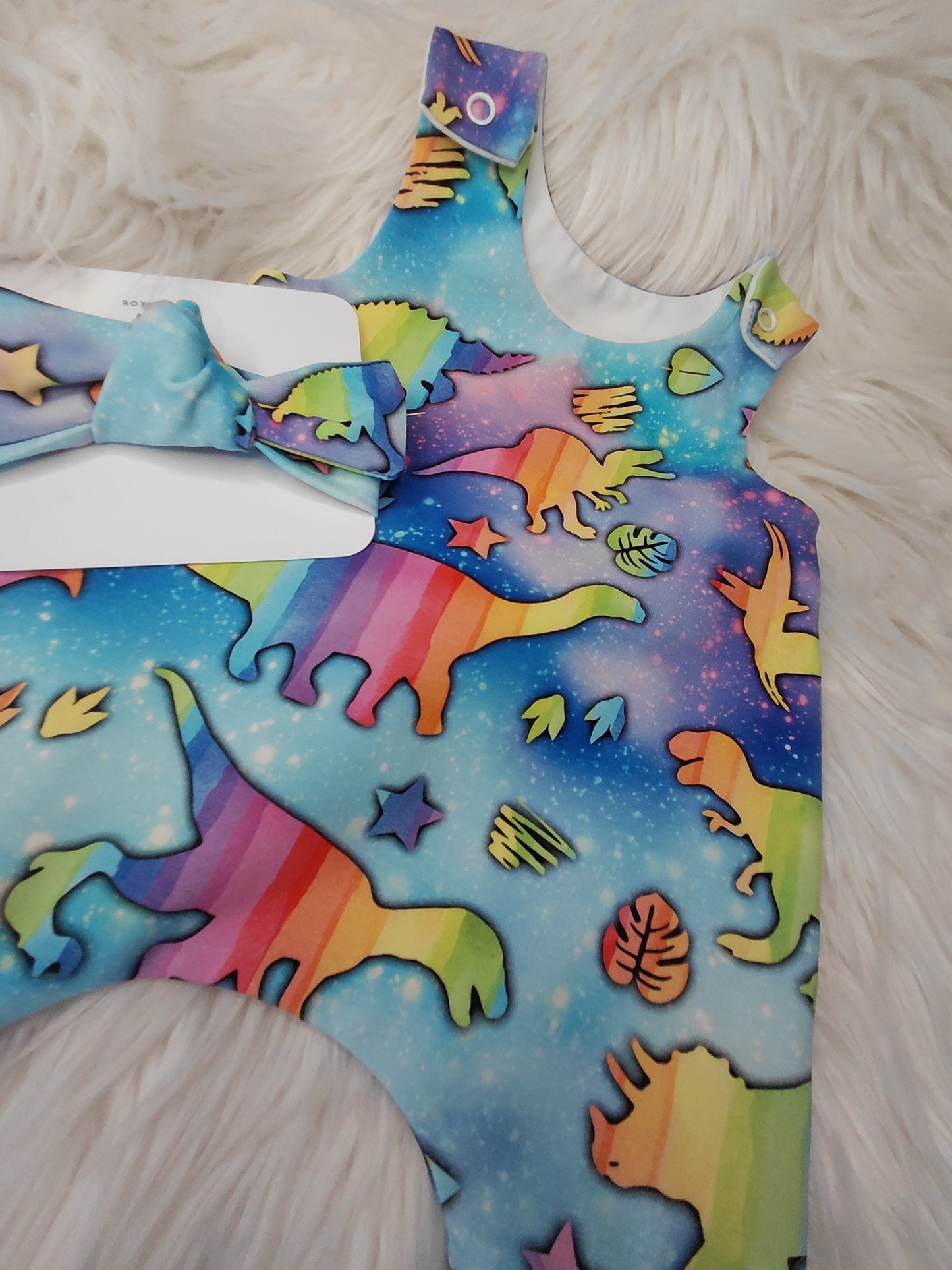 18-19inch Preemie dino Hareem Romper and headband