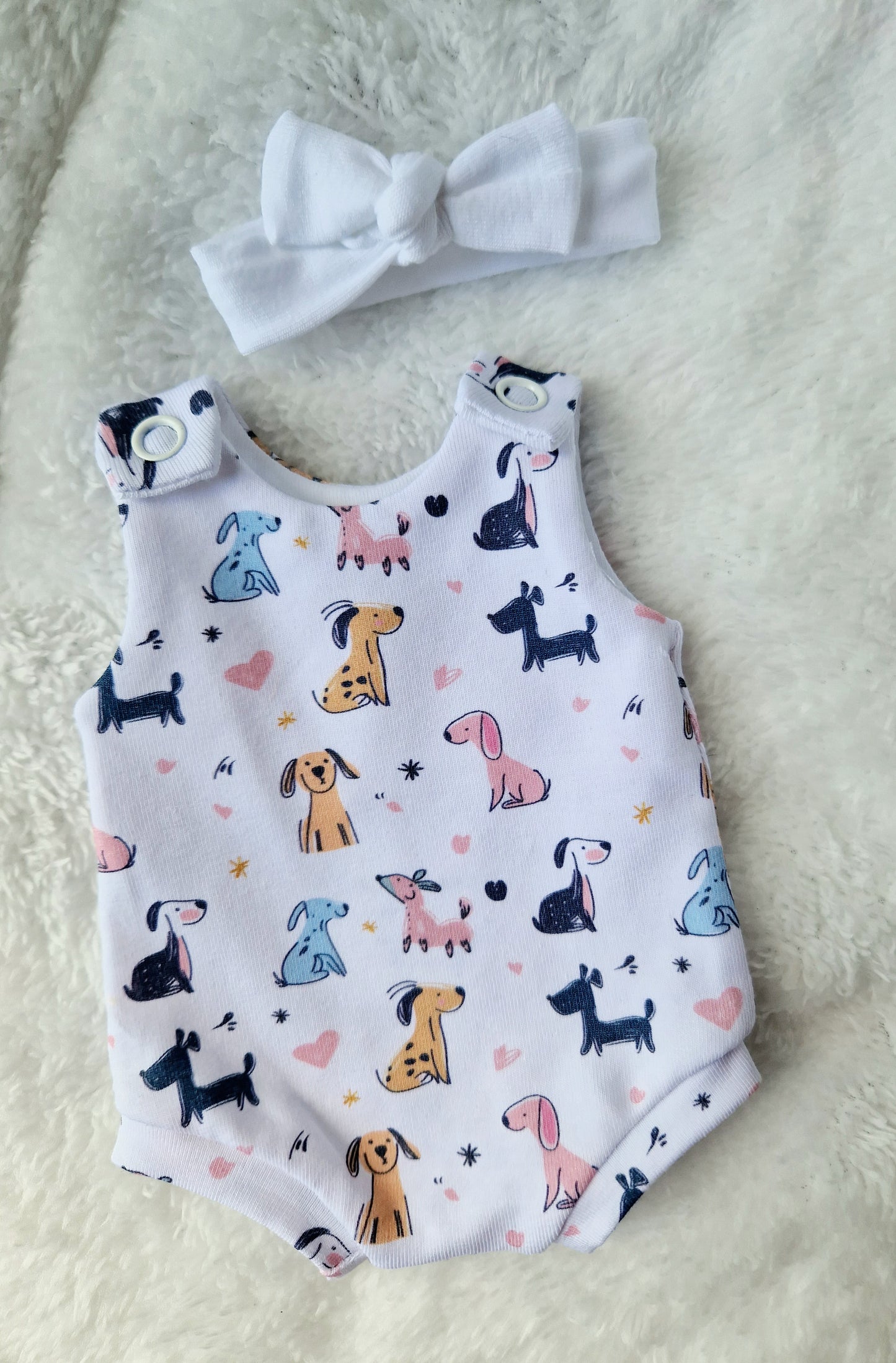 Doggy 10inch Shortie romper & hairband