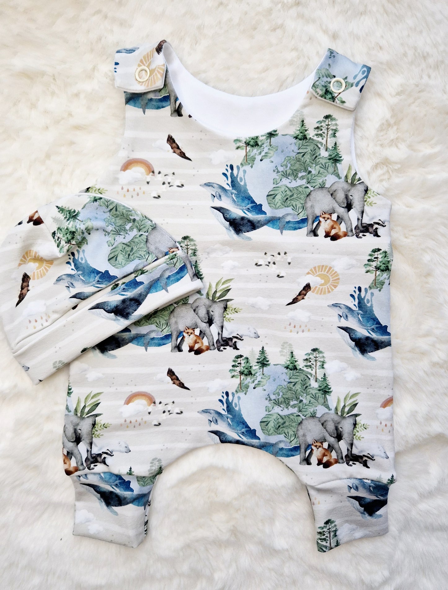 16-17 inch Our Planet Hareem Romper & hat