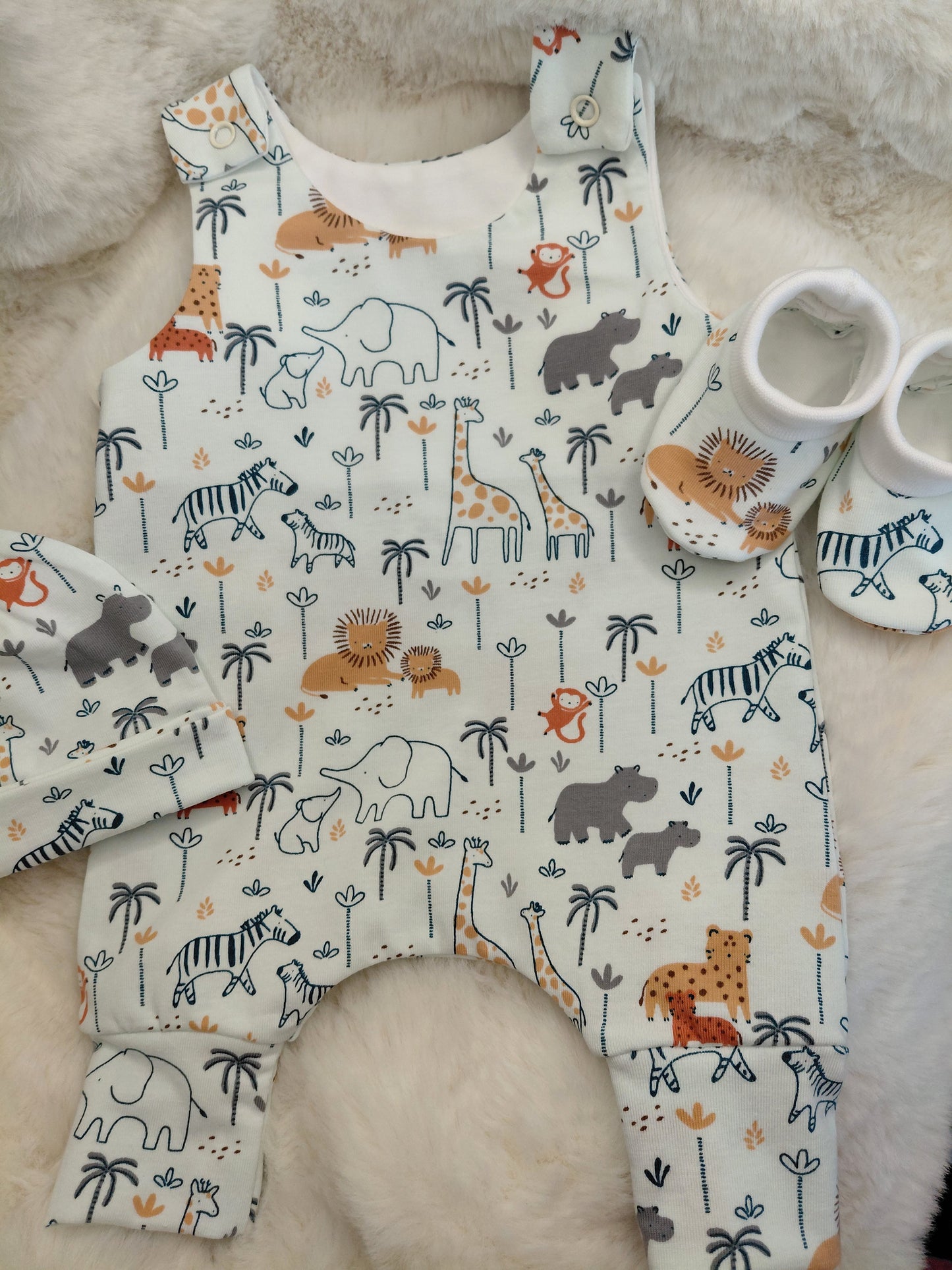 18-19inch Safari Preemie Hareem Romper set
