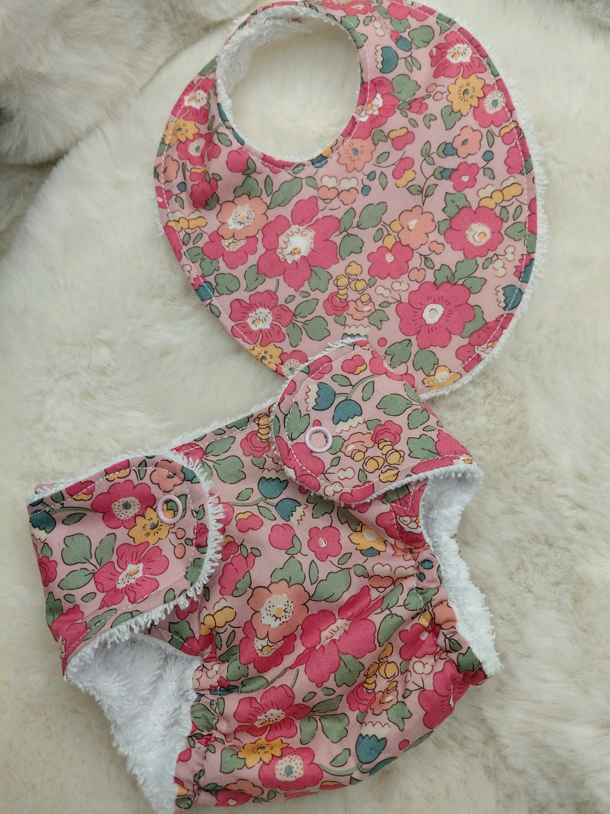 Luxury Liberty floral nappy set- Medium 16-17inch