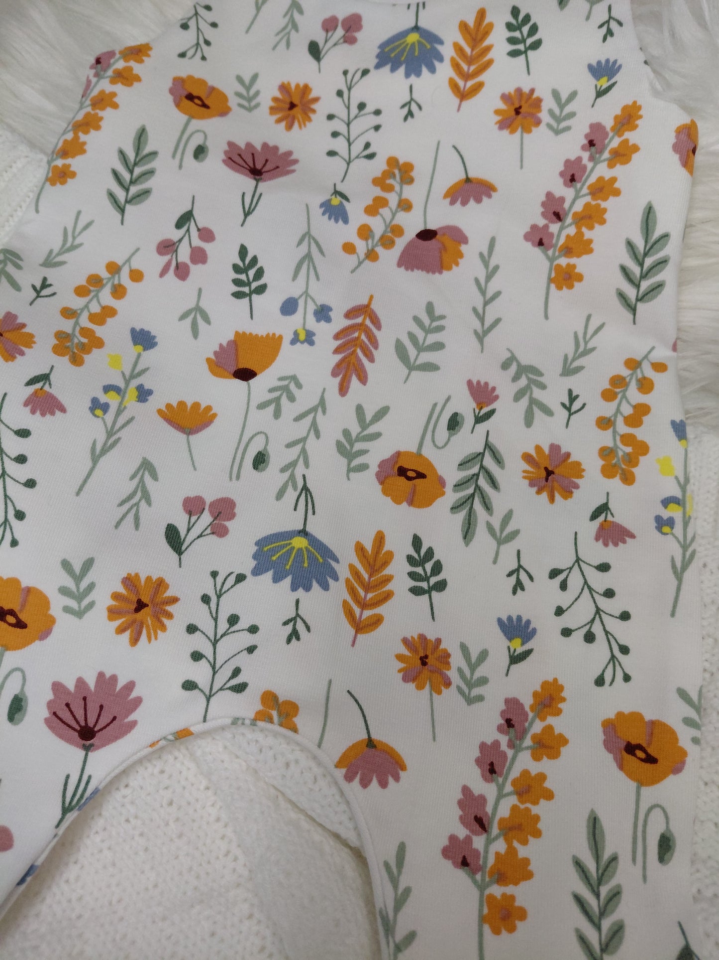 18-19inch Preemie Floral footed Romper
