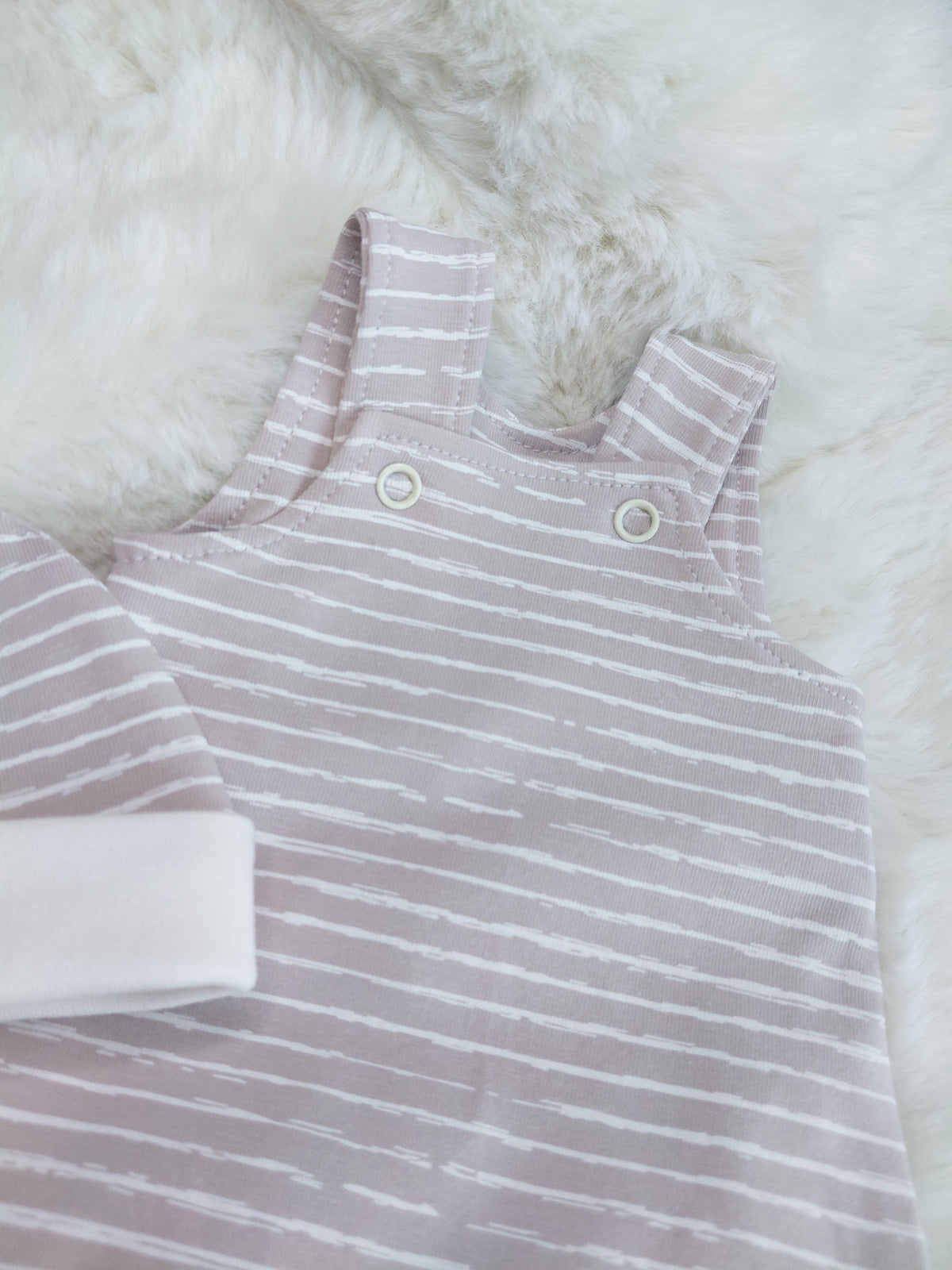 14-15inch Mocha stripe Dungarees & Beanie