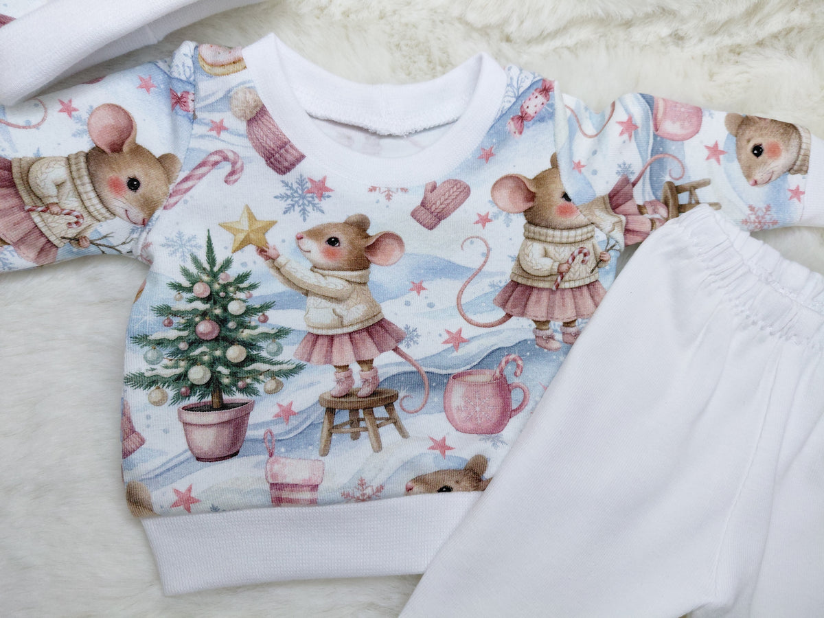 12-13inch Christmas mouse pink Slouchy sweater set