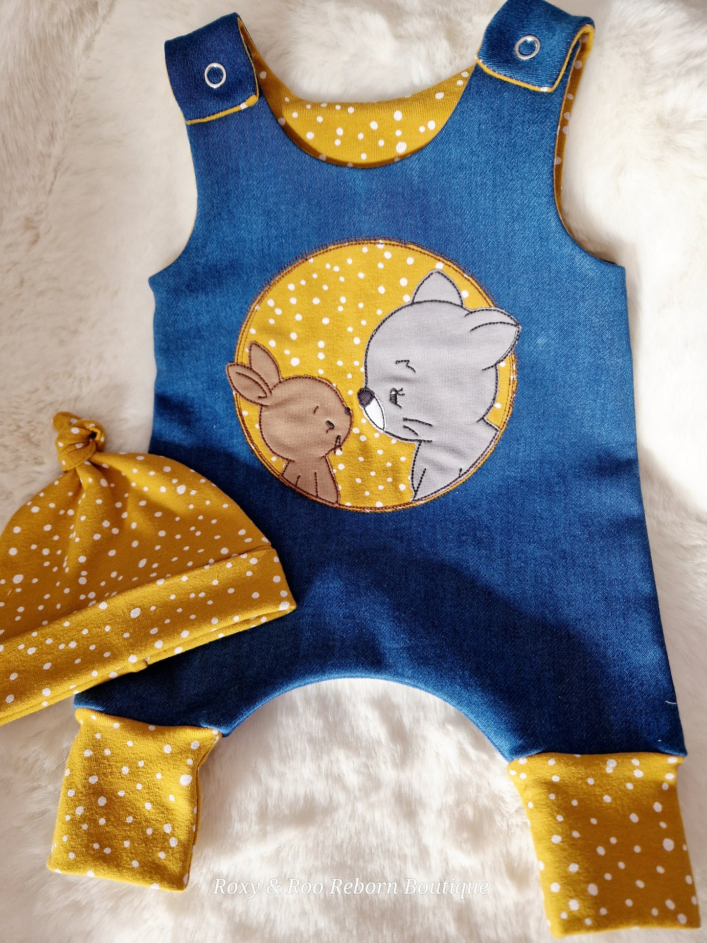 Preemie 18-19inch Appliqued Hareem Romper & hat