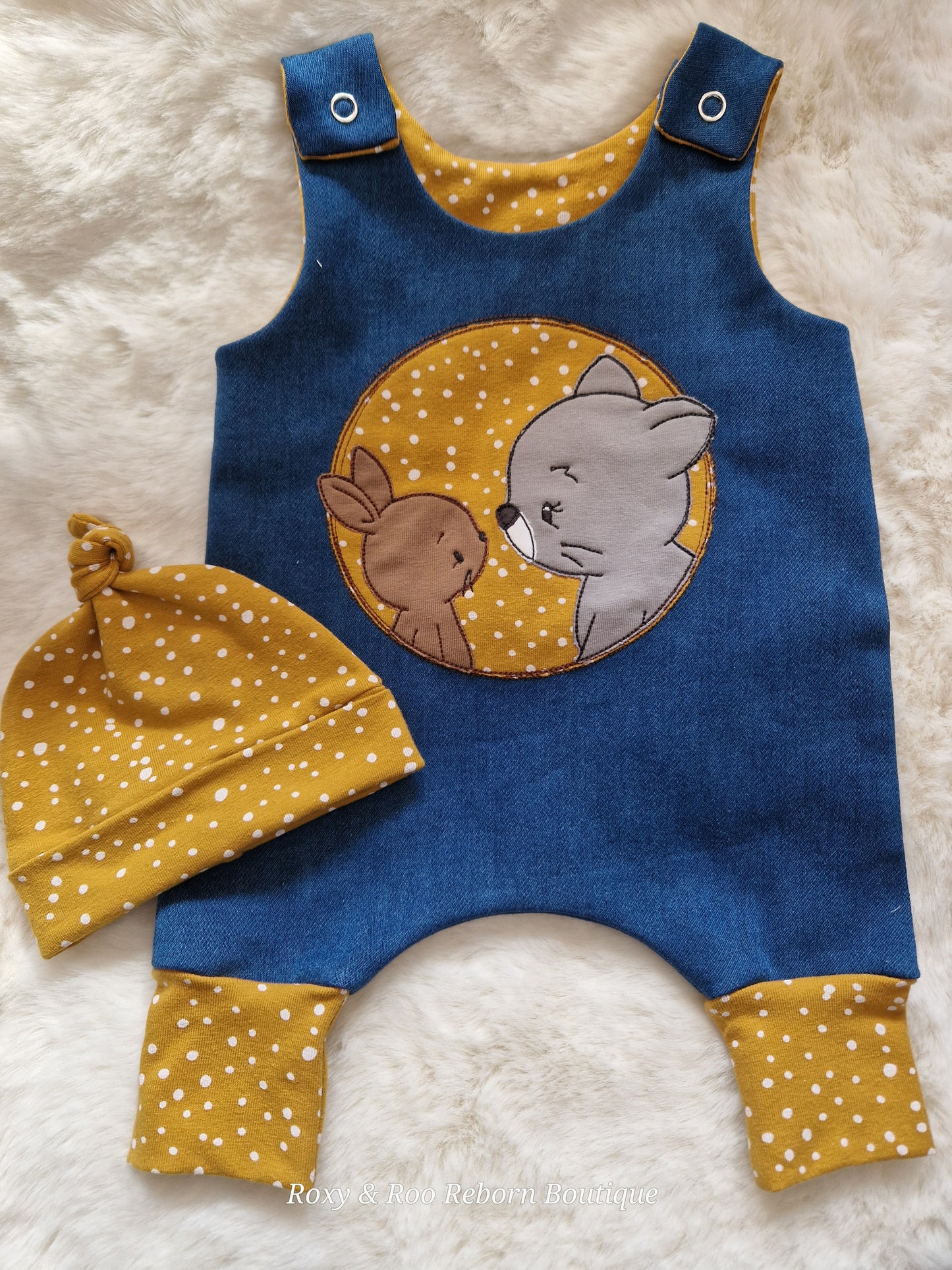 Preemie 18-19inch Appliqued Hareem Romper & hat