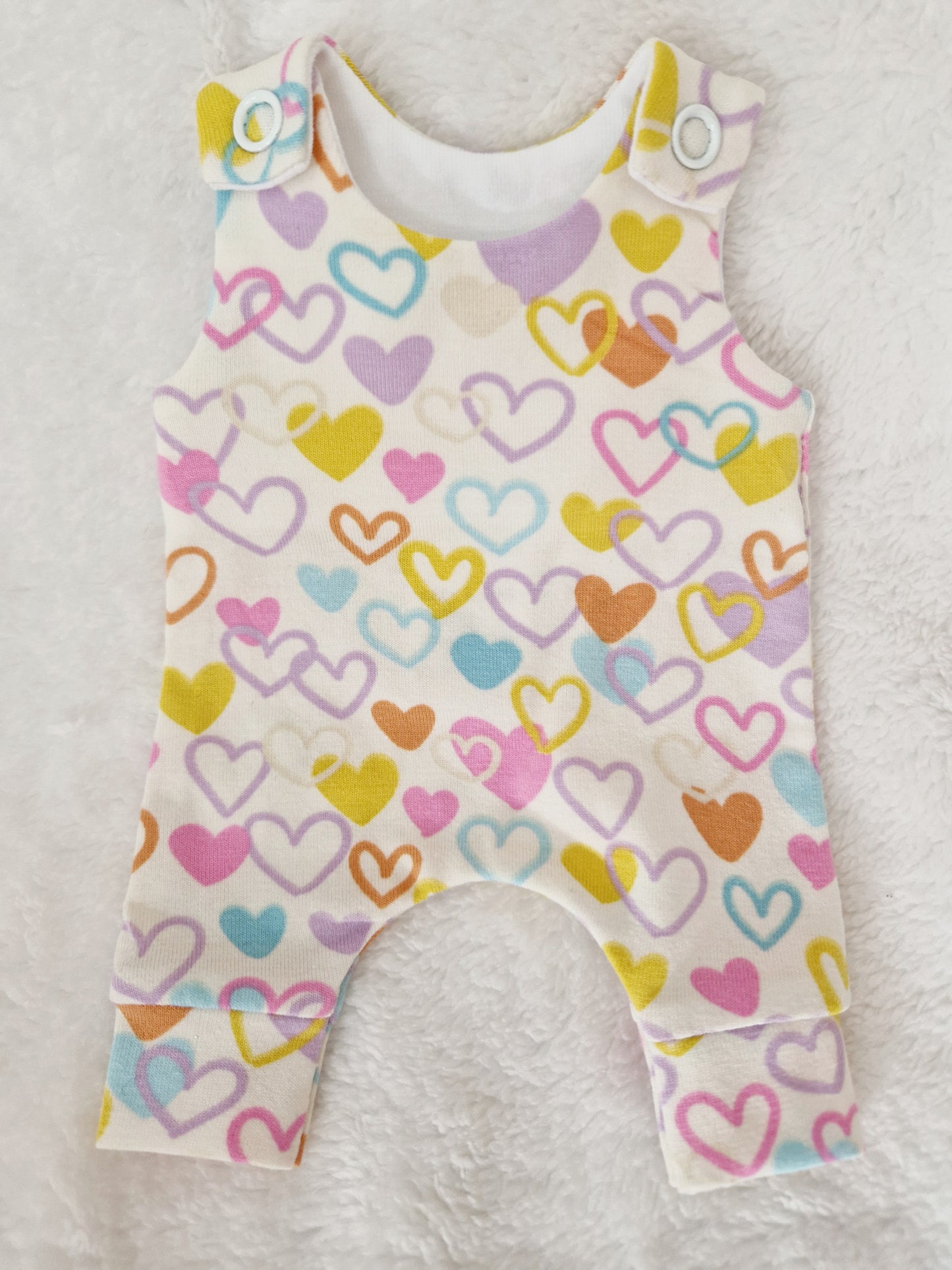 10 inch heart hareem Romper & bow set