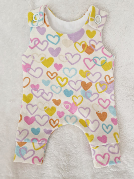 10 inch heart hareem Romper & bow set