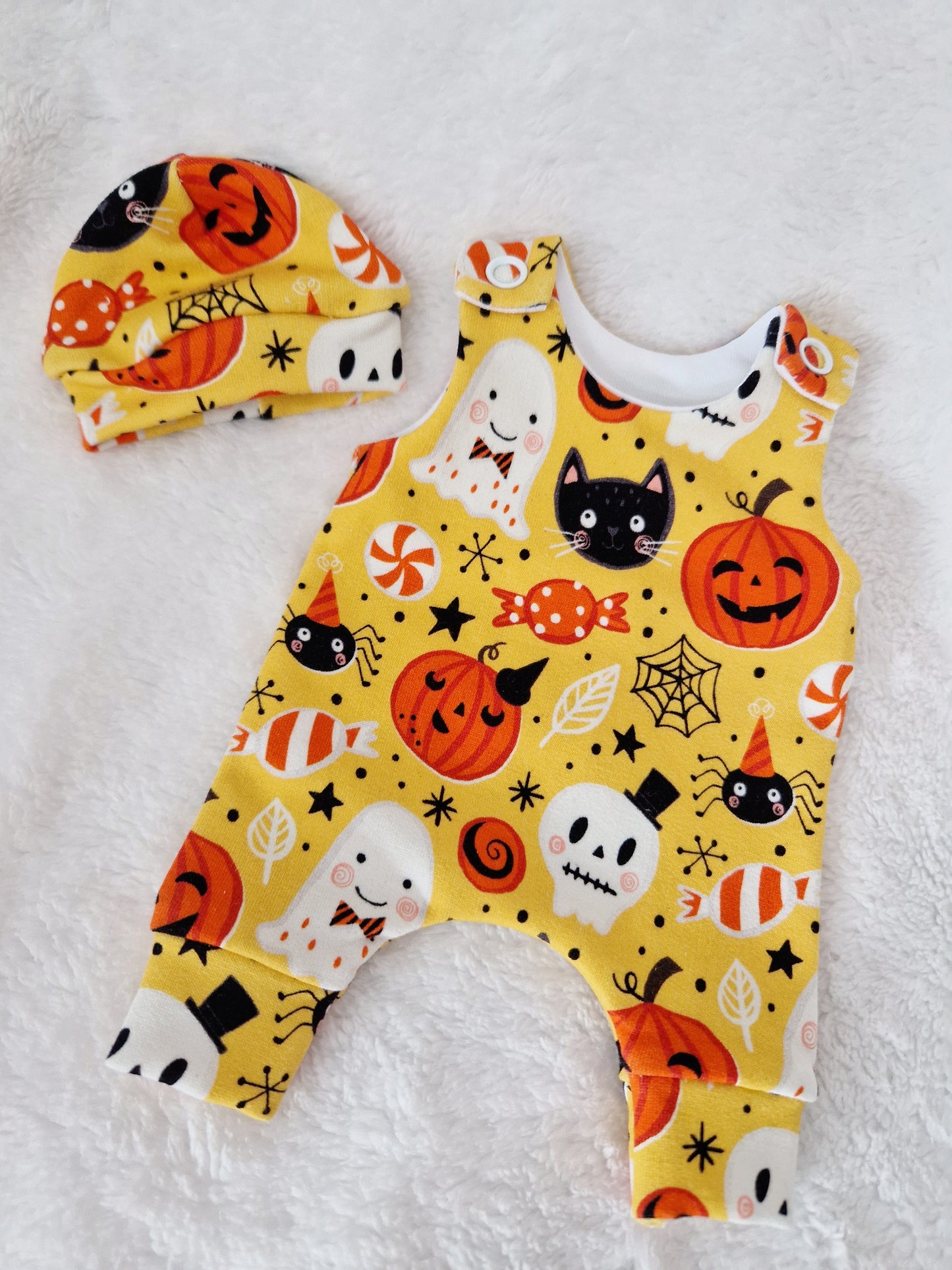 10 inch halloween hareem Romper & hat set