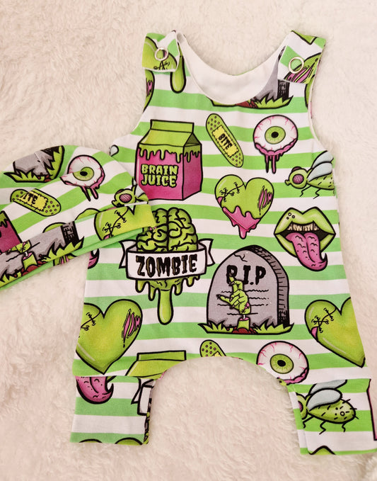 12-13inch zombie juice hareem Romper & hat set