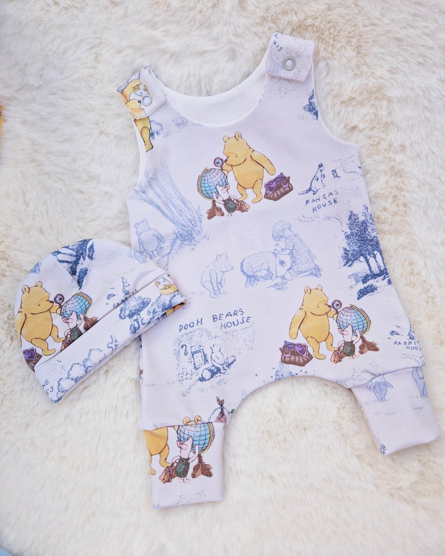 16-17 inch Pooh Bear Hareem Romper & hat