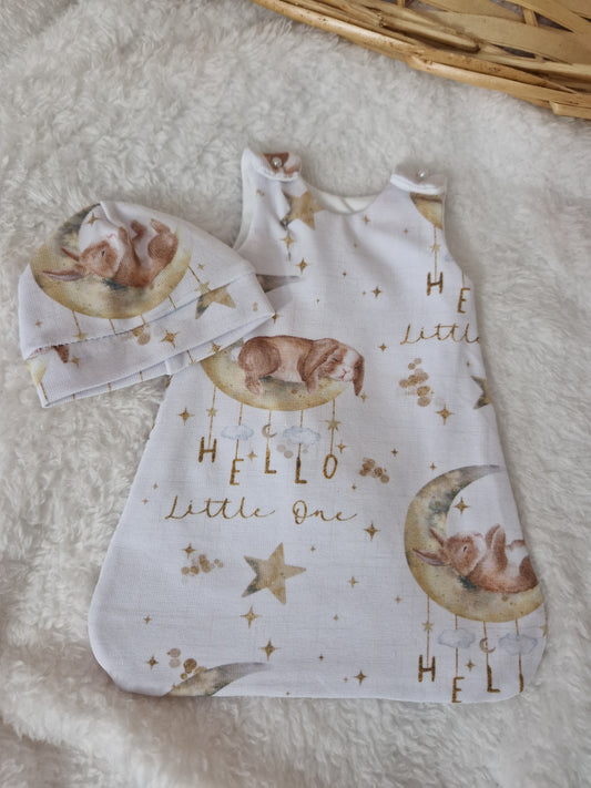 8 inch baby rabbit Sleeping Bag & hat