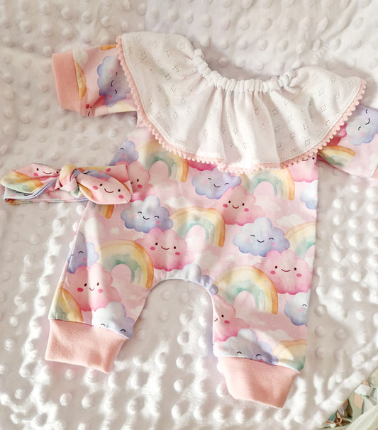 16-17inch Ruffle romper & headband