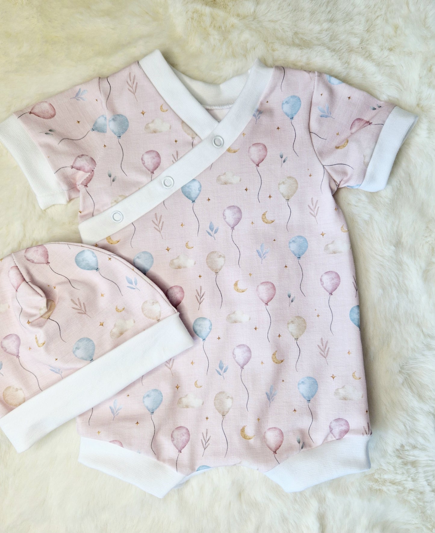 Newborn shortie romper set.