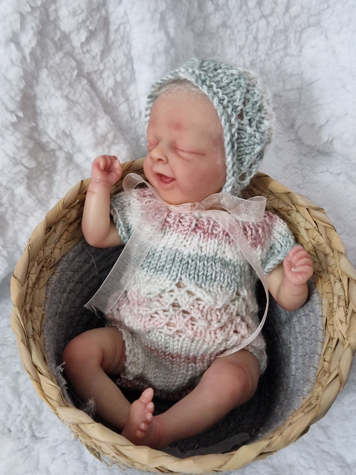 11inch Handknitted photo prop romper