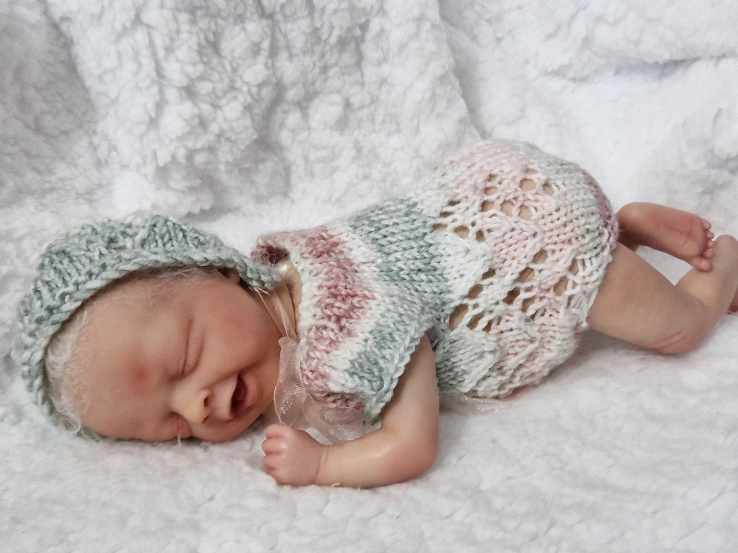 11inch Handknitted photo prop romper