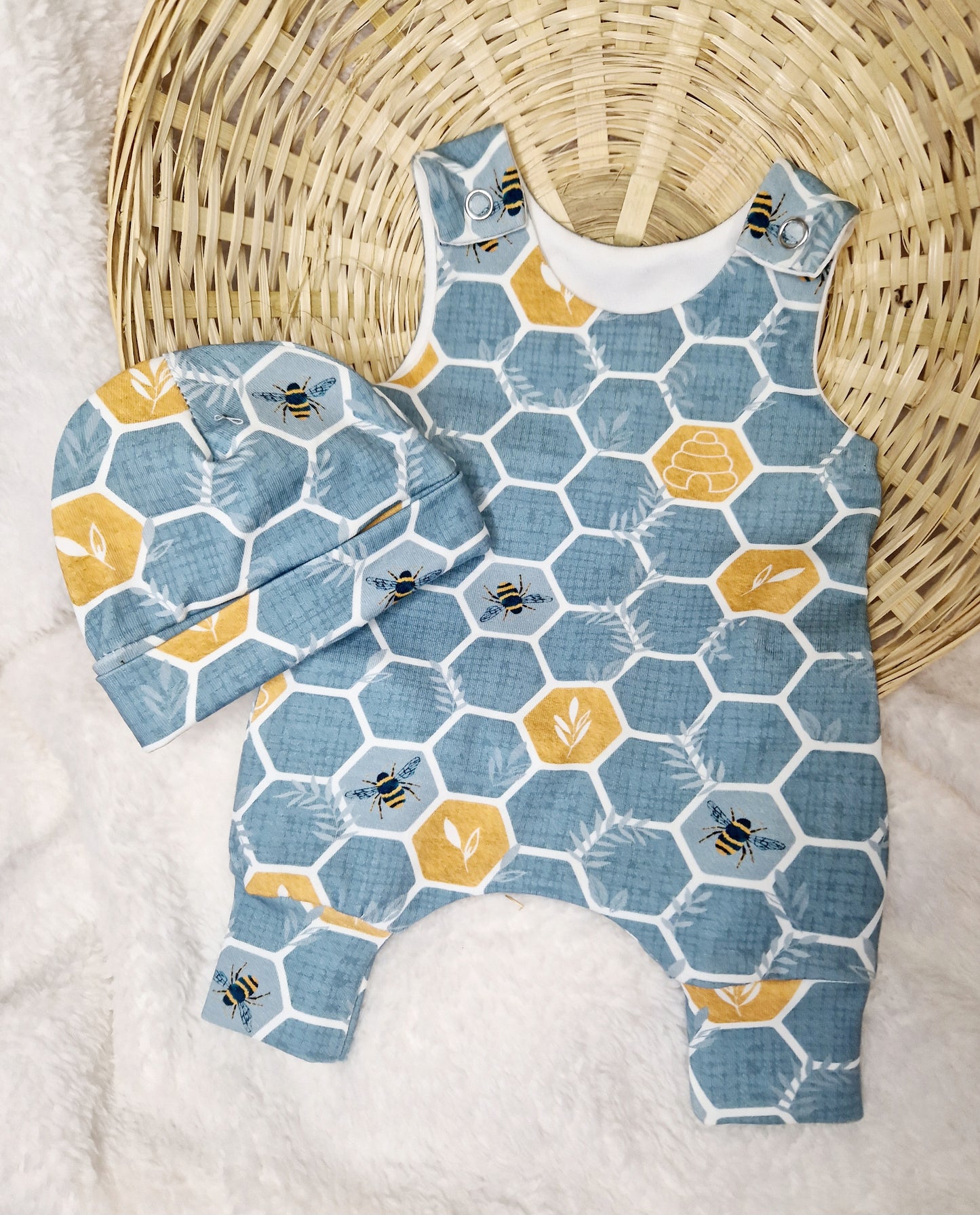 14-15inch Honeycomb Hareem Romper & hat