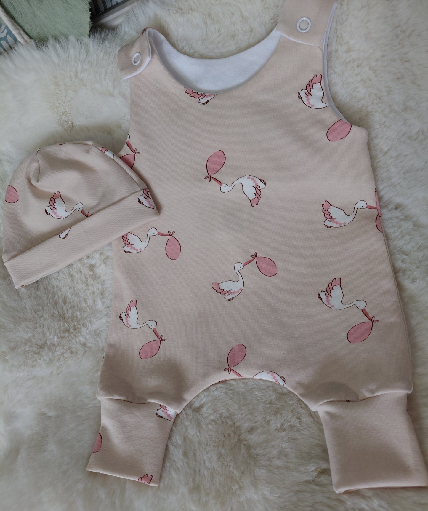 16-17 inch pink storks hareem Romper