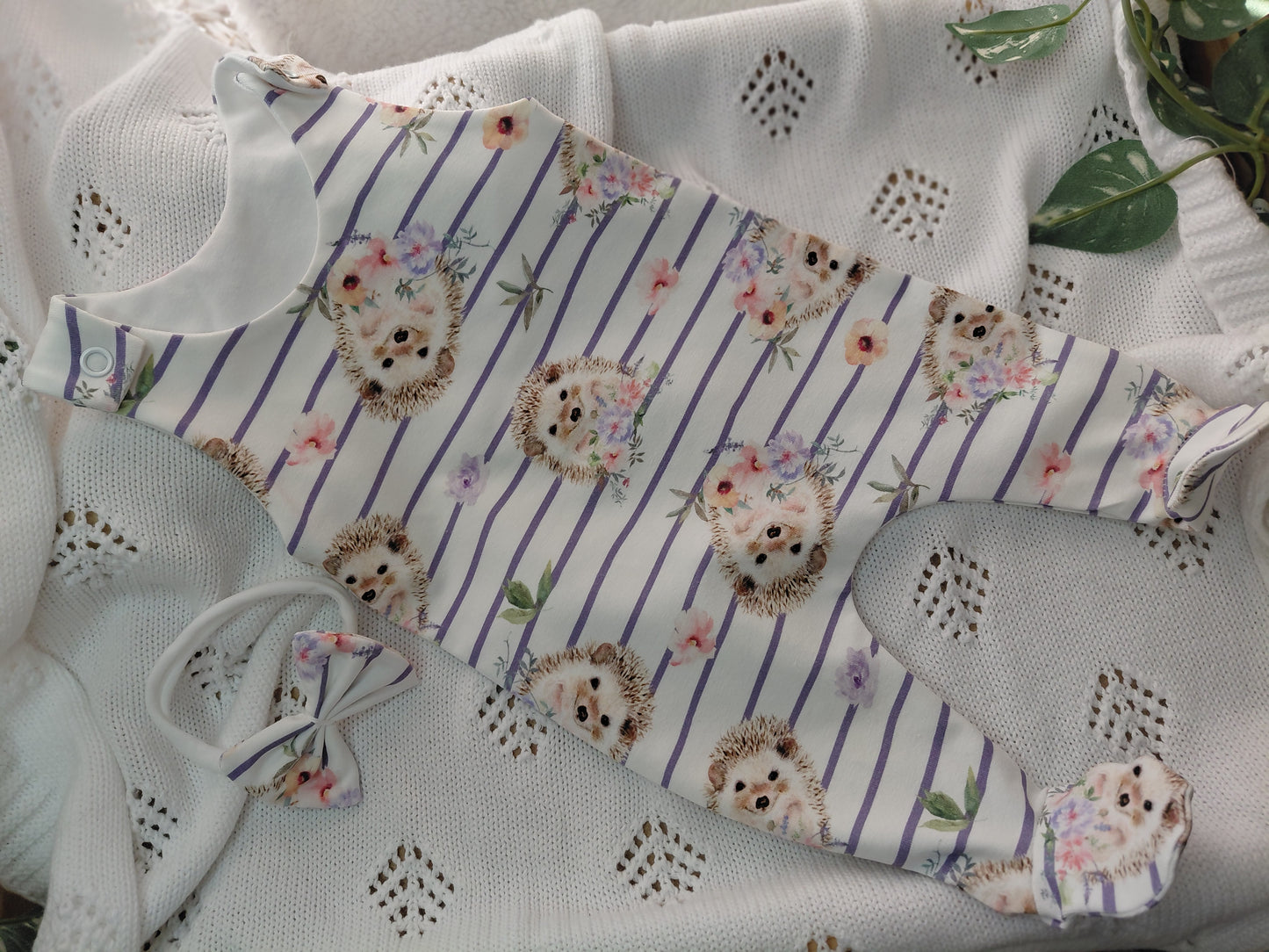 16-17inch Footed Romper & hairbow