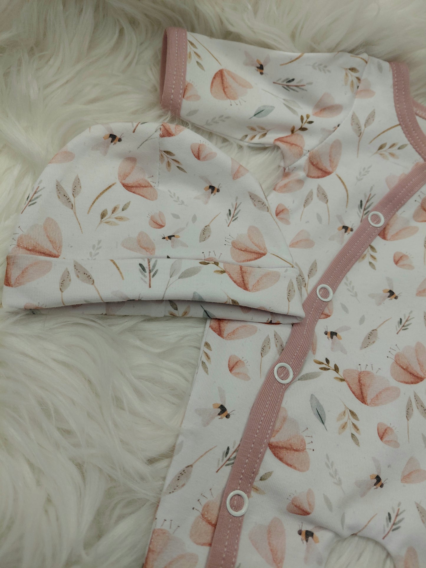 16-17inch Faded poppies sleepsuit & hat