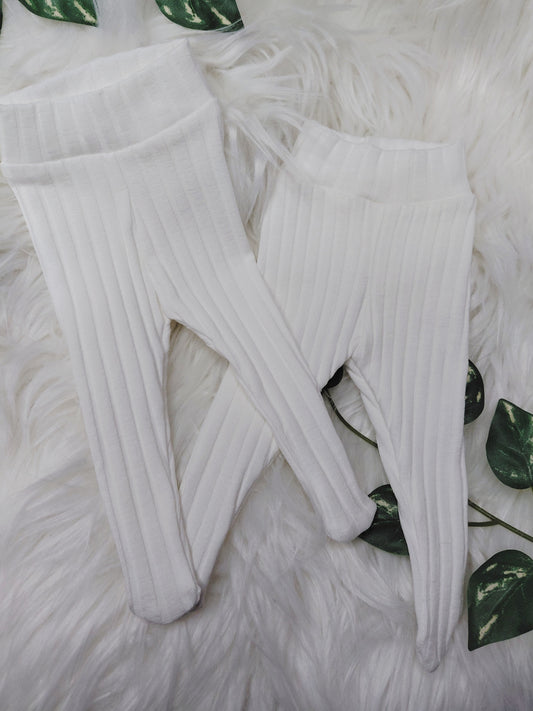 12 inch cream ribbed tights