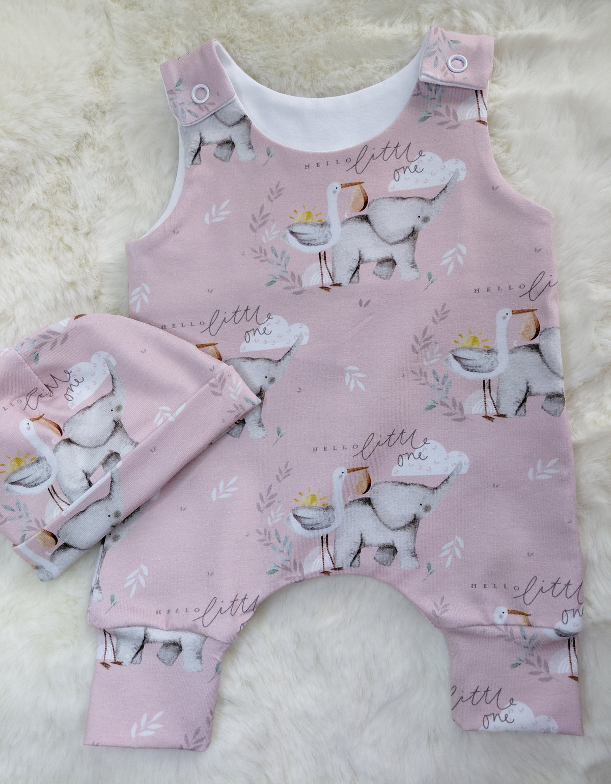 16-17inch 'Hello' pink romper & hat