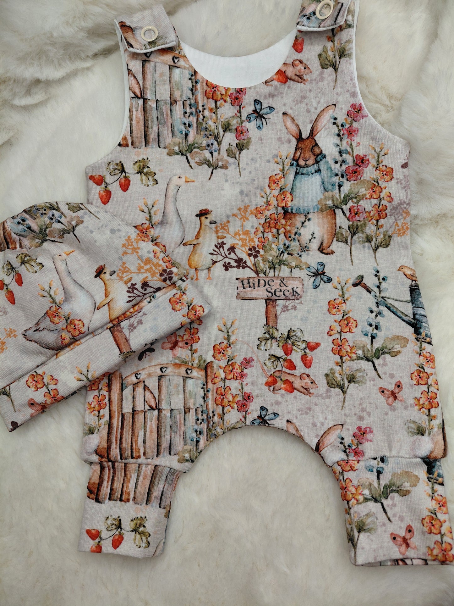 14-15inch Bunny garden Hareem Romper and beanie