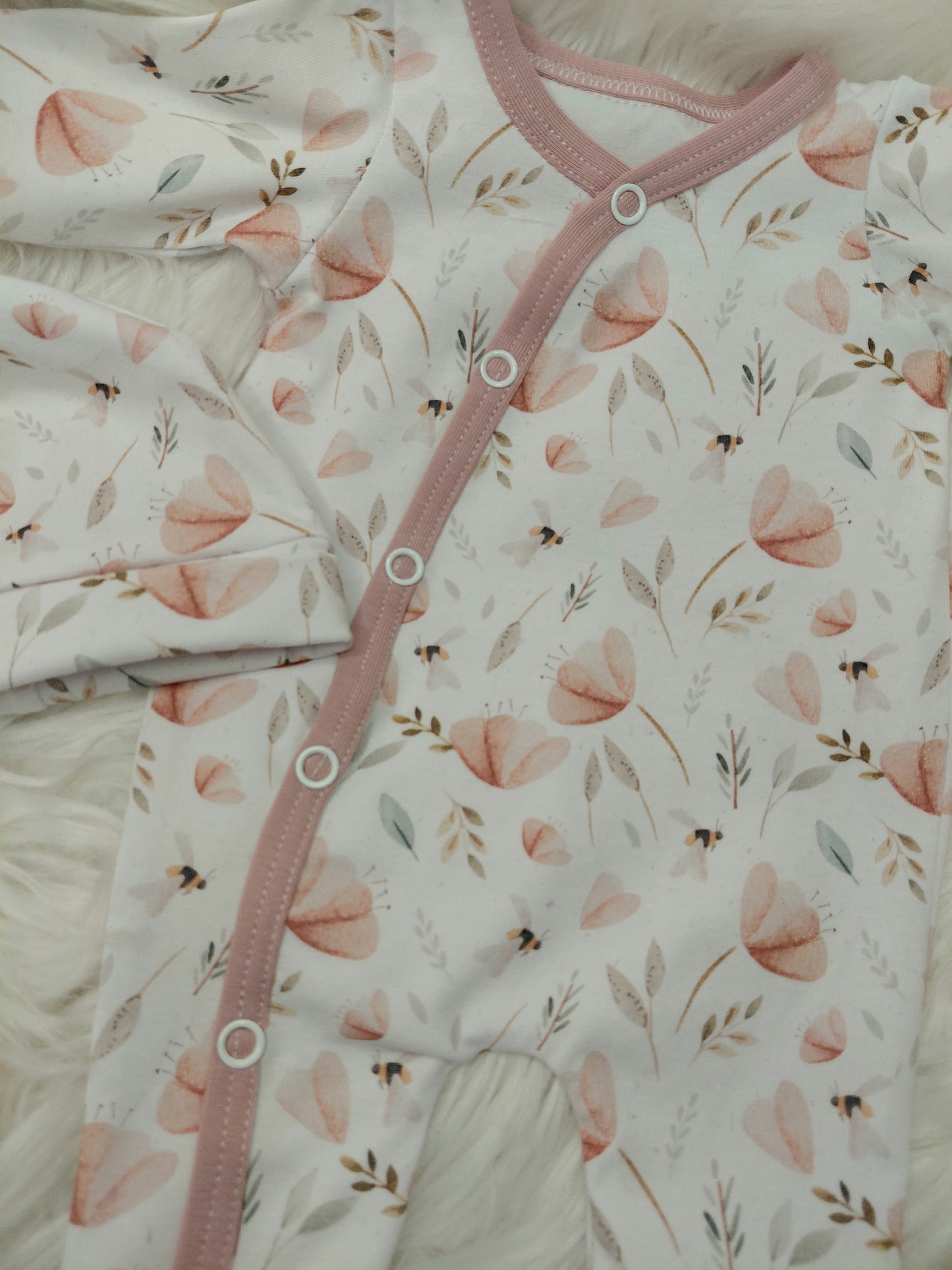 16-17inch Faded poppies sleepsuit & hat