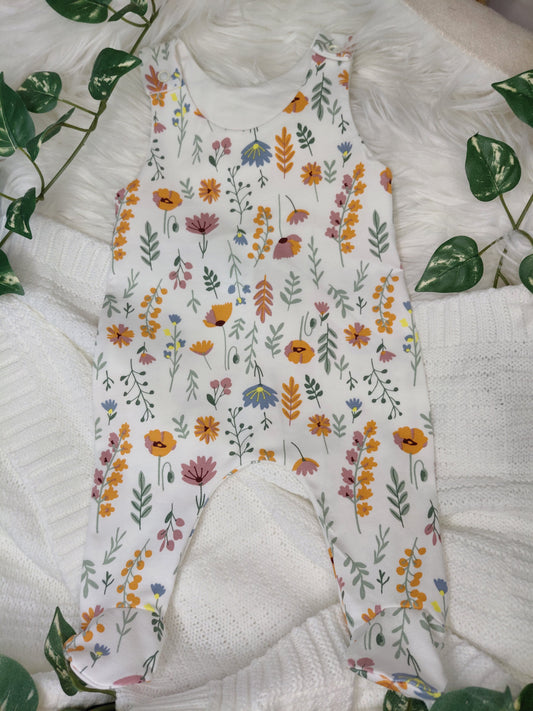18-19inch Preemie Floral footed Romper