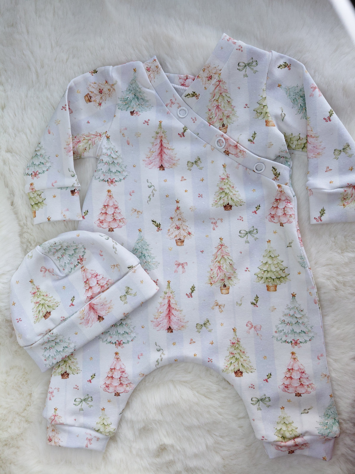 16-17inch Pastel trees Crossover sleepsuit & hat