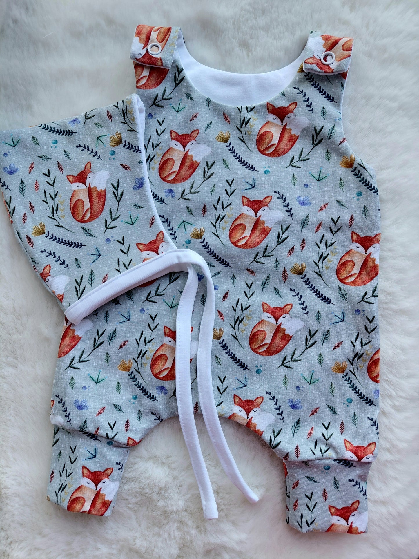 16-17 inch Sleeping fox  Hareem Romper & pixie bonnet