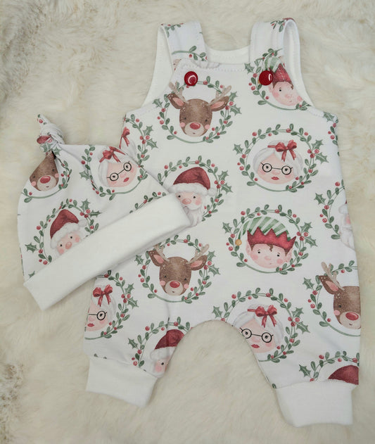 14-15inch Santa wreath Dungarees & Beanie