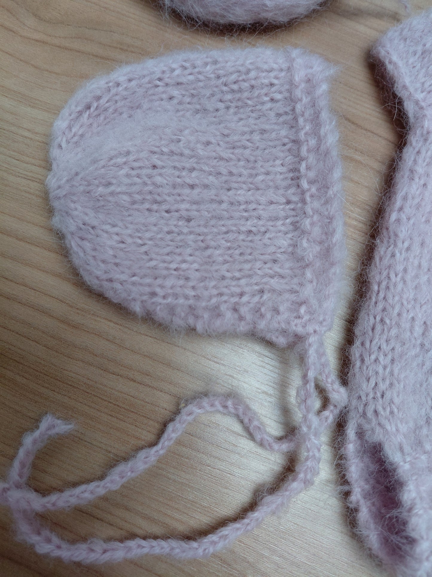 16-17inch- Handknitted Brushed Alpaca photo prop romper set.