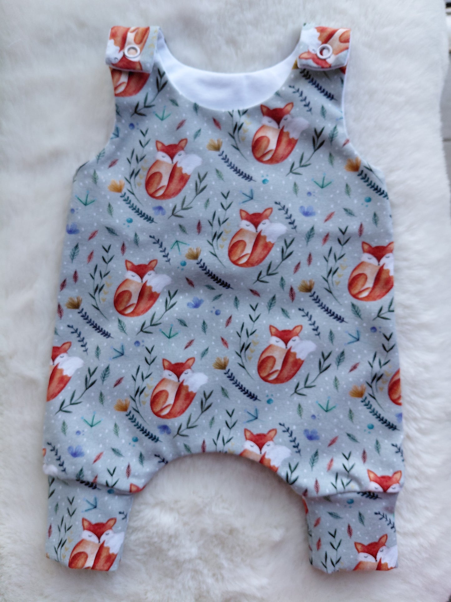 16-17 inch Sleeping fox  Hareem Romper & pixie bonnet