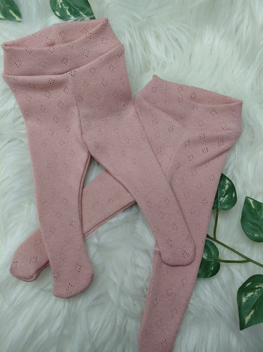 12 inch vintage pink pointelle tights