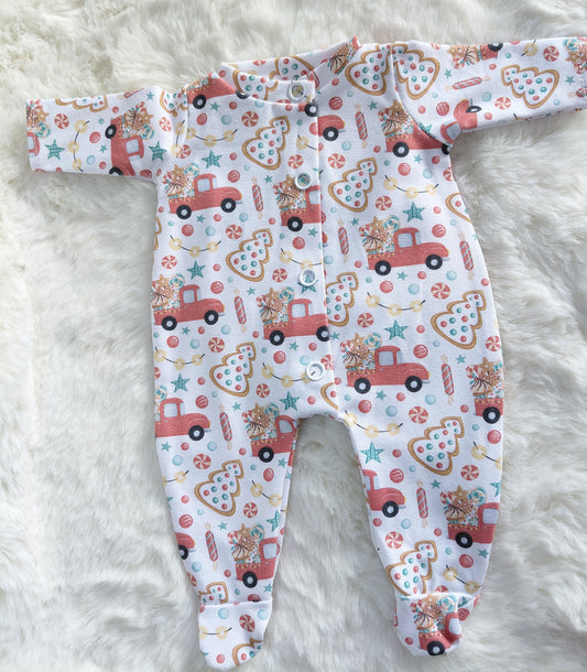 12-13inch Christmas trucks Sleepsuit