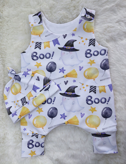 16-17inch Boo Ghost romper & beanie
