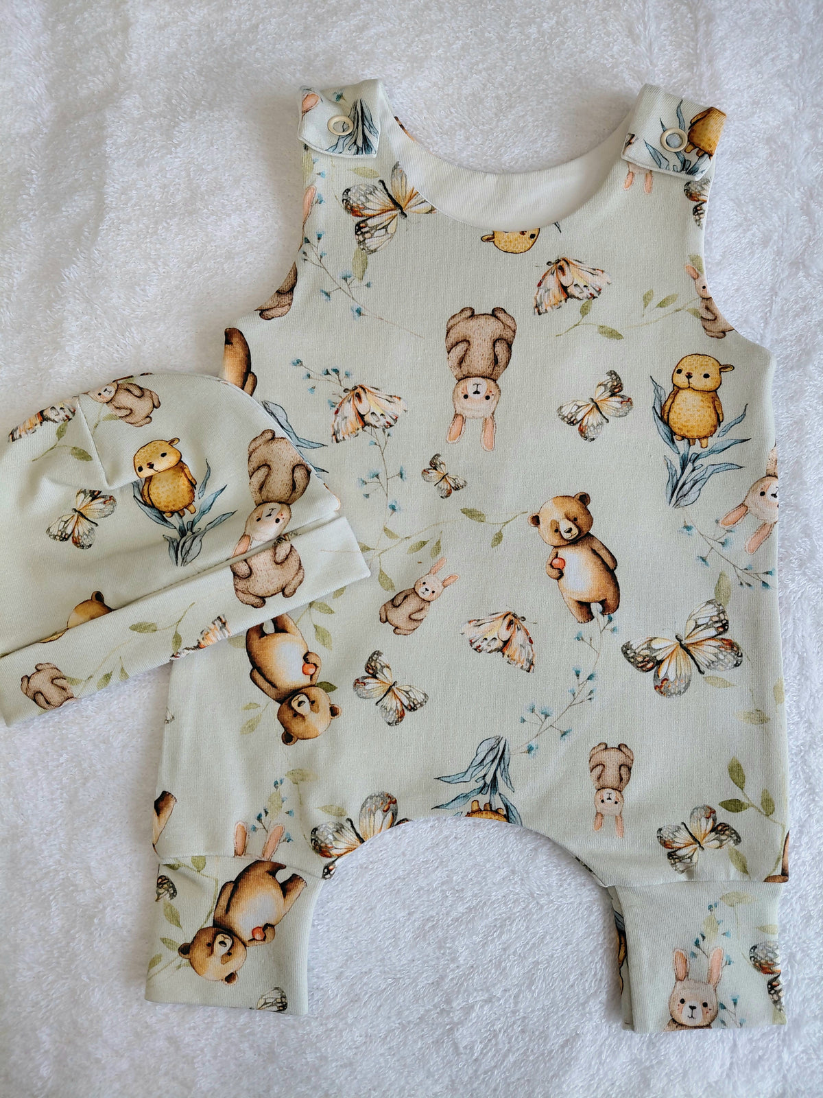 16-17 inch Bear & Bunny  Hareem Romper & beanie