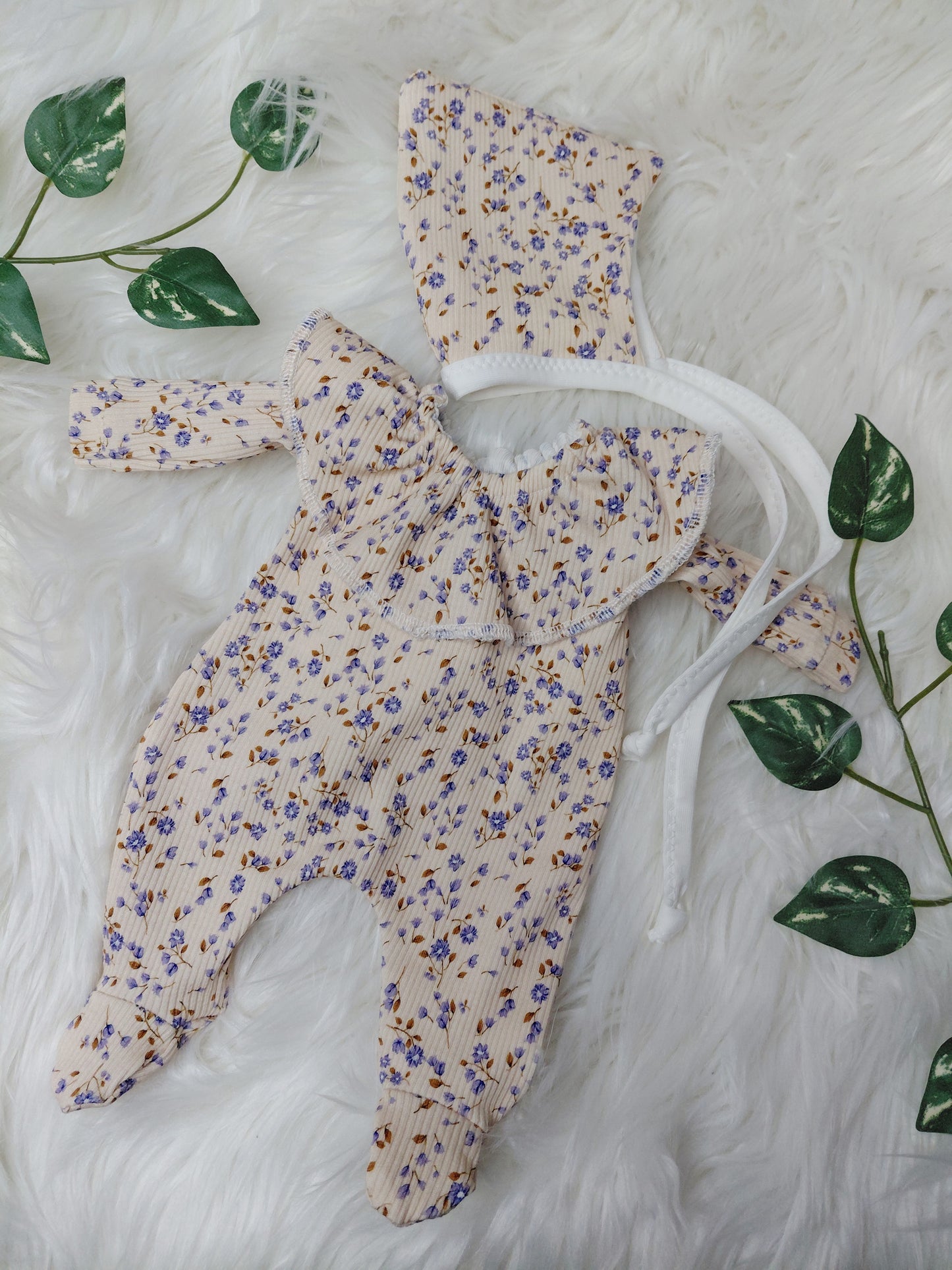 12inch Ruffle romper & pixie bonnet