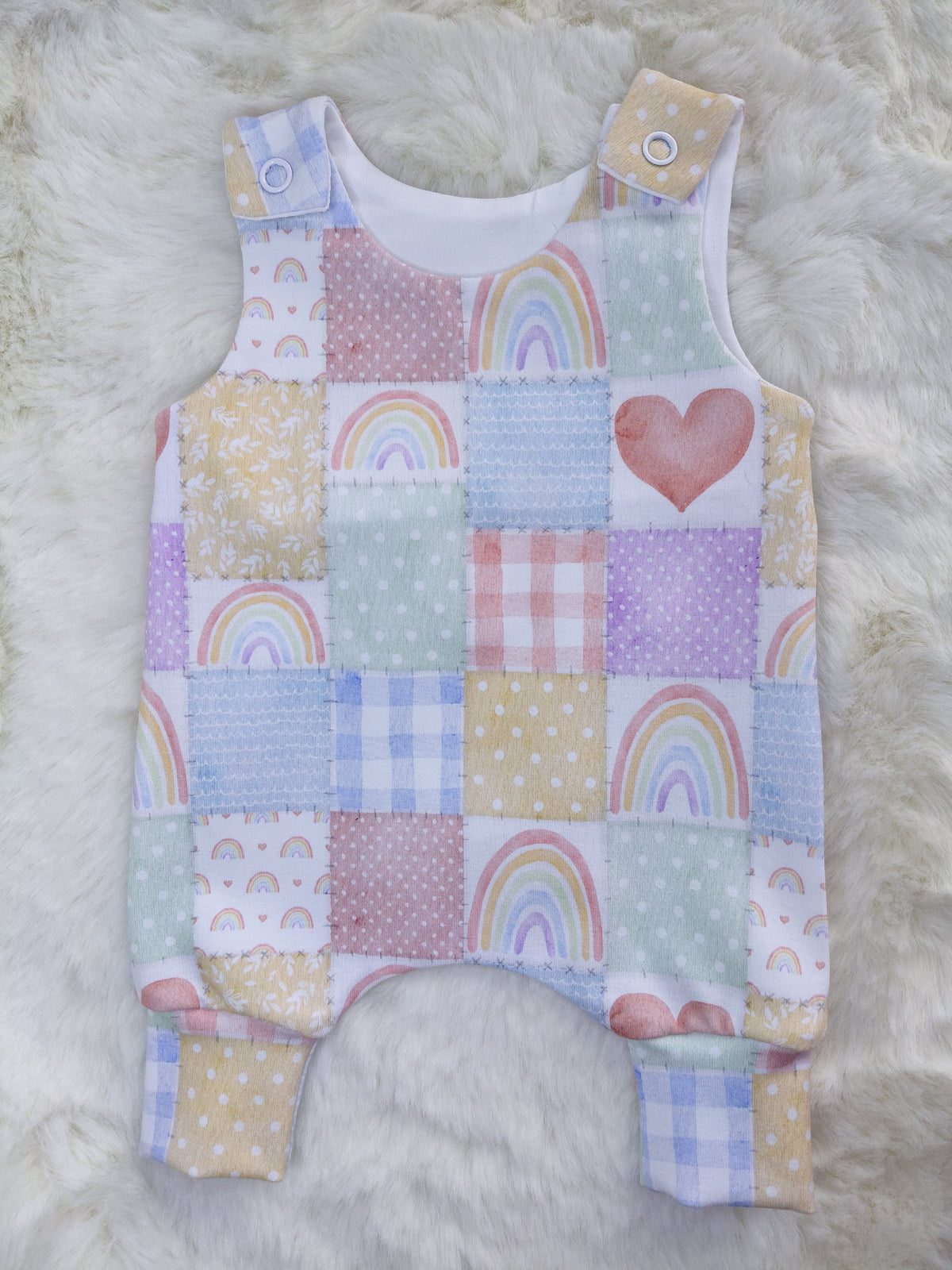 14-15inch Pastel patchwork Hareem Romper and hairbow