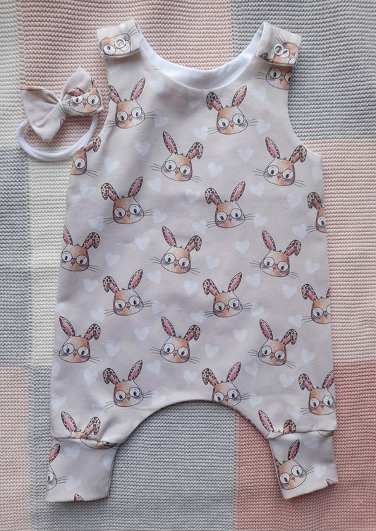 20-21inch Newborn Hareem Romper & hairbow set