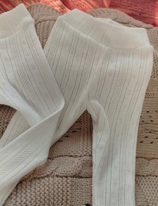 12 inch cream pointelle tights