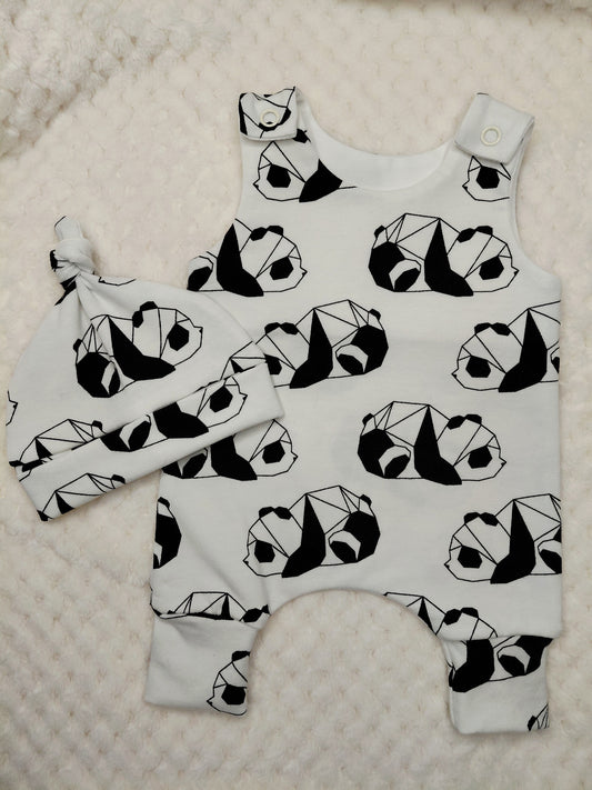 14-15inch origami panda Hareem Romper and beanie