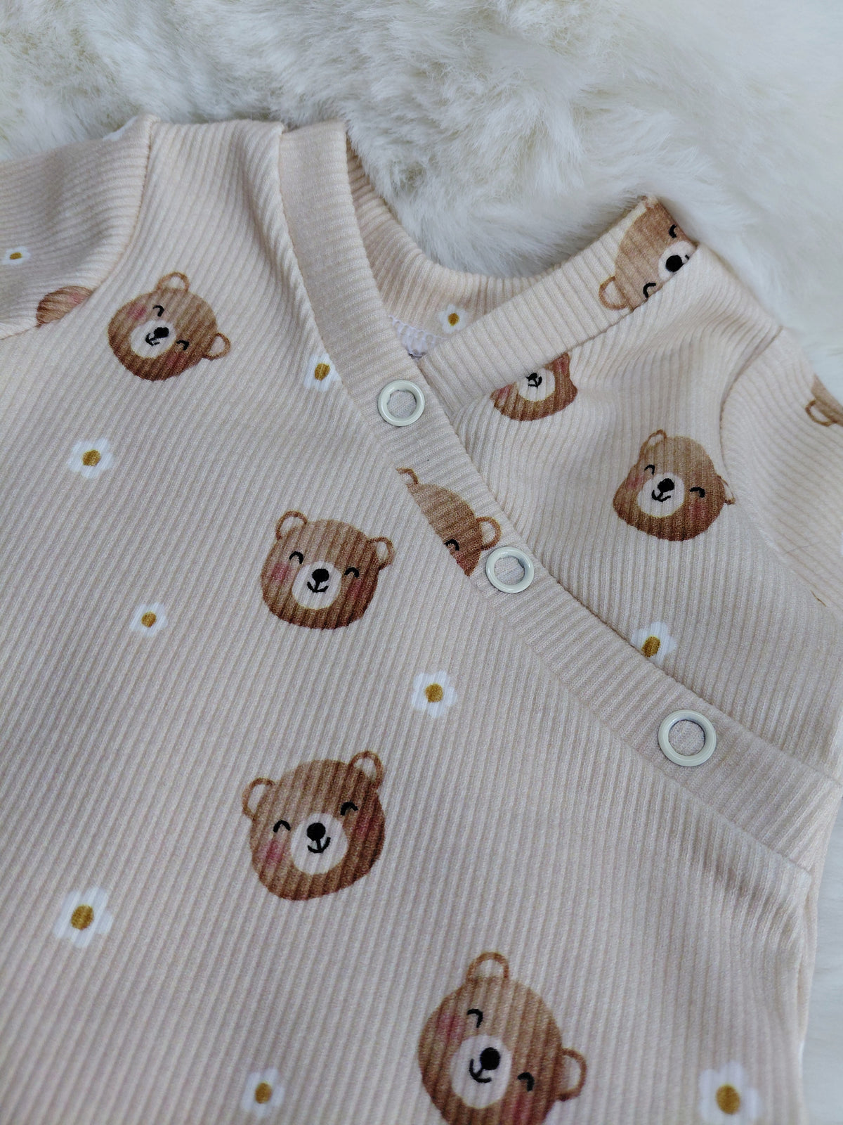 16-17inch Teddy & flowers Crossover sleepsuit & hat