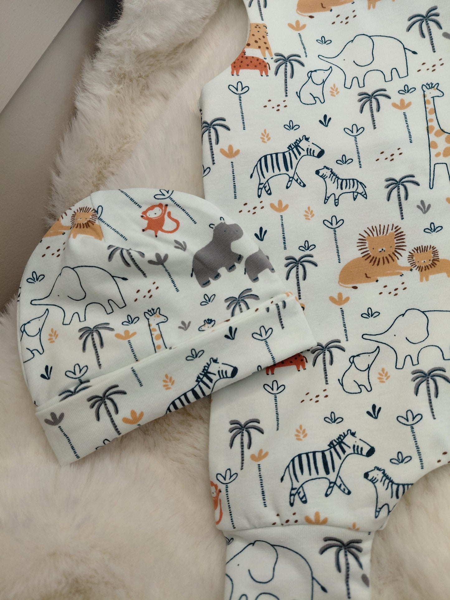 18-19inch Safari Preemie Hareem Romper set