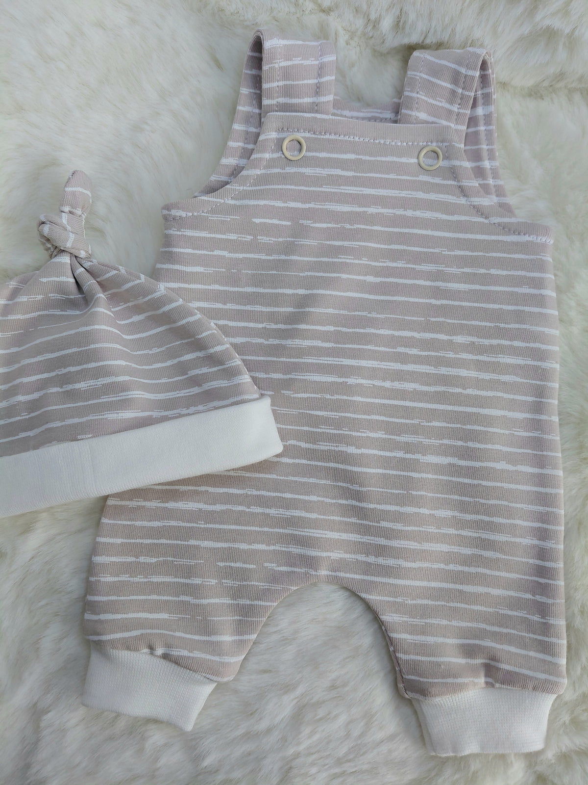 14-15inch mocha stripe Dungarees & Beanie
