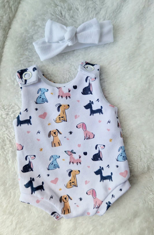Doggy 10inch Shortie romper & hairband
